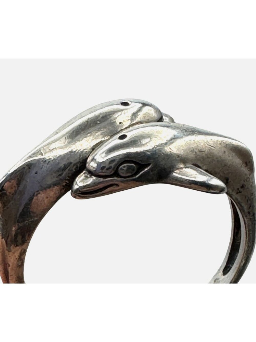 Vintage Kabana Double Dolphin Sterling Silver Ring Size 7 Figural Beachy Hawaii